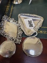 2 Early 20thC Silver Pin dishes 56g and a Silver Vogue compact and a Birmingham Silver Powder case