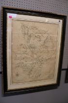 Large Framed Map of Huntingdonshire by J Cary 41 x 51cm