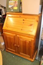 Pine Fall front bureau with cupboard base