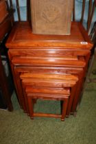 Nest of 4 Chinese Hardwood Coffee tables on straight supports