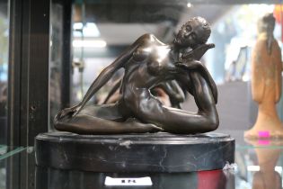 Max Milo (Austrian 1938-Present) Bronze Nude on oval marble base 16.5cm in Height
