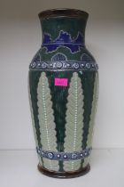 Doulton Lambeth Archives 2002 Tall Vase, ltd edition (57/100) after a design by George Tinworth,