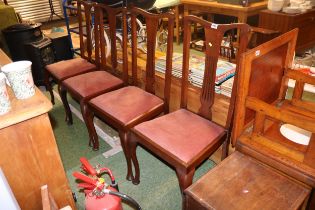 Set of 4 Queen Anne style Mahogany chairs with upholstered seat