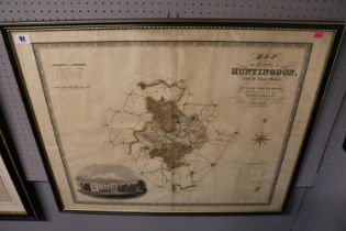 Map of the County of Huntingdon by C & J Greenwood of London 77 x 60cm