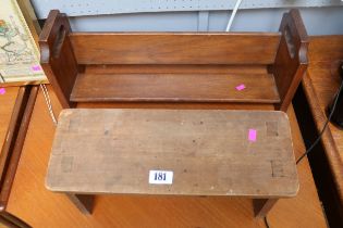 Oak table top book rack and a Prayer stool