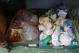 2 Boxes of assorted ceramics and glassware inc. Johnson Brothers