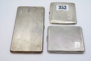 Collection of 3 Silver Machined cigarette cases 465g total weight