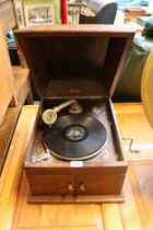 Karna Oak cased Gramophone record player