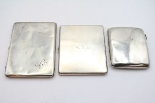 Collection of 3 Silver Cigarette Cases 343g total weight