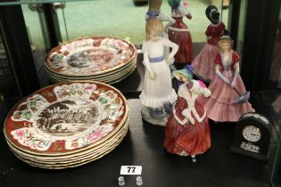 Collection of Masons Christmas Plates, Royal Doulton Christmas Morn figure and a Paragon Lady Sybil,