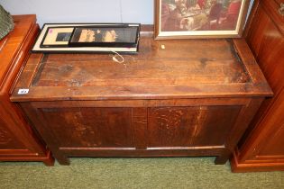 19thC Panelled coffer on straight legs 100cm in Length