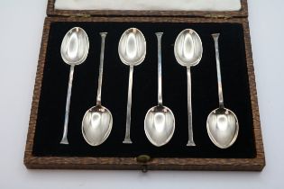Cased Set of 6 Silver Teaspoons retailed by Cross Brothers of Cardiff 37g total weight Sheffield