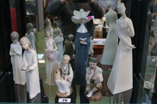 Collection of Royal Doulton and Lladro figures inc. Nun, Chinese Artists