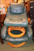 Green Leather Stressless type chair and stool