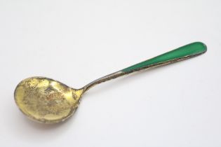 Good quality European Silver green enamelled preserve spoon