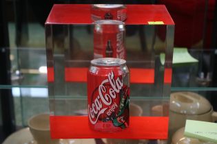Pop Art Coke Can in Resin in the style of Andy Warhol