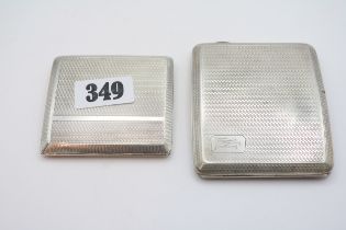 Good quality Silver curved machined cigarette case and a smaller case 250g total weight