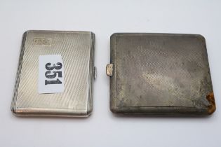 2 Silver Art Deco Machined cigarette cases 195g total weight