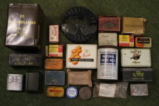 Quantity of tins and packaging mostly of a Military example