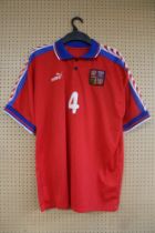 PAVEL NEDVED 1996 MATCH WORN CZECH REPUBLIC JERSEY The Puma red #4 jersey was worn by the Czech