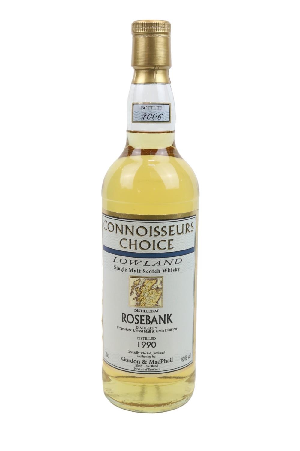 Rosebank 1990 16 Year Old Lowland Single Malt Scotch Whisky, Connoisseurs Choice bottling, bottled