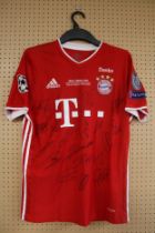 BAYERN MUNICH 2020 UEFA CHAMPIONS LEAGUE FINAL TEAM SIGNED JERSEY The jersey comes with a