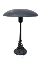 Louis-Kalff lamp Phillips Bauhaus style table light of grey shade and stem. 57cm in Height