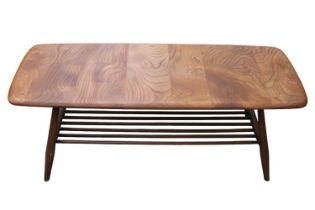 Ercol Elm 1960s mid century Coffee table with undershelf 105 x 46 x 36cm