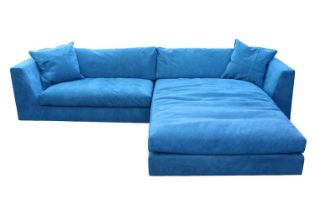 Ligne Roset Blue Suede Corner Sofa 319016 sectional with removable cushions. 300cm in length x 200cm