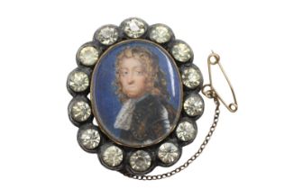 Rare 17thC Oval Paste Portrait Brooch with later bracelet fixings, Reputedly Lord Viscount Edward