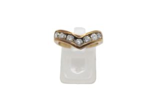 Ladies Yellow Gold Channel set Diamond Seven Stone Diamond Wishbone design ring 1.40ct total G/H