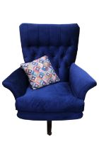 G Plan 1960 Buttonback Upholstered Wing back Swivel armchair in Blofeld style