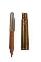 Princess Mary Bullet Pencil. The brass case with crowned M Monogram and date 1914