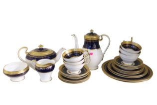 Aynsley Georgian Colbalt pattern China Tea service comprising of Coffee Pot, Teapot, Oval Creamer,