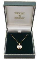 Boxed Brooks & Bentley 9ct Gold Diamond Set Pendant. Seven Brilliant Cut Diamonds in Milligrain with