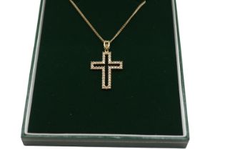 Good Quality 18ct Gold Diamond set Cross 1.00ct total weight, 7g total weight