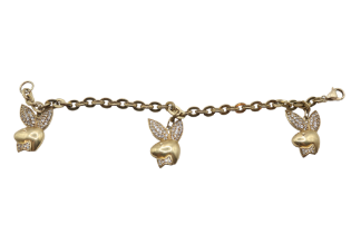 9ct Gold Playboy Design Charm bracelet 15g total weight