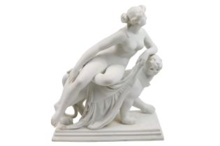 Large 19thC Minton Classical figure of Ariadne on the Panther - after the Johann Heinrich von