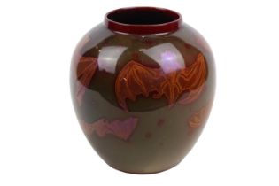 A Bernard Moore Bat decorated flambe vase number 11745. 15.5cm in Height