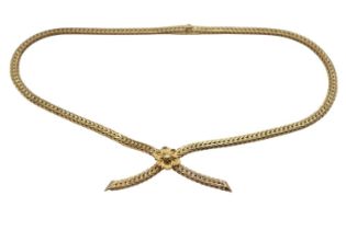 Heavy 9ct Gold necklace marked NK by Wristwear, unclips to the rosette for easy wearing. 23g total