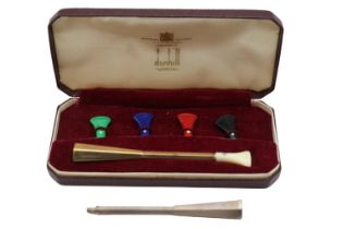 Cased Dunhill of London 9ct Gold Art Deco Cigarette holder with assorted interchangeable mouthpieces