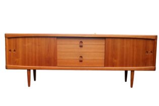 Bramin Henry Klein Danish Teak Sideboard of 2 sliding cupboards and 4 drawers with cut in cup