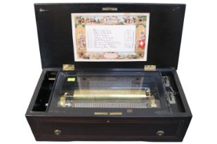 Antique Swiss Music Box of 8 Airs to include Sinclair, Thomas, Reeve, Nelson etc with key 42.5cm