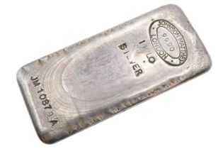 1 Kilo Johnson Matthey of London Silver Bar JM 10879A. 11.5cm in Length