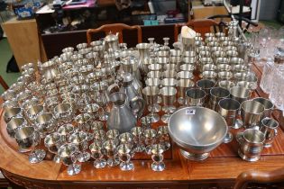 Very Large collection of Assorted Pewter inc. Tankards, Drinking glasses, Wine Carafes etc