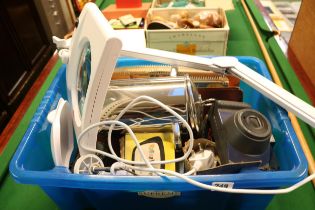 Box of various bygones and a Desk Magnifier