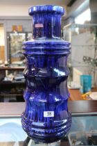 Large 1970s Blue glazed Scheurich West German Blue Fat Lava Vase. 52cm in Height