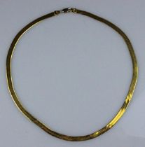 9ct Gold Flatlink Knecklace with Lobster Clasp. Length 41cm. Weight 7.2gms.