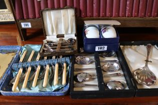 Collection of assorted Silver-plated Flatware and a Boxed Set of Royal Worcester Egg Coddlers