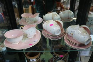 Susie Cooper Bone China Floral decorated Tea set with Sandwich plate, Cream Jug and Sugar